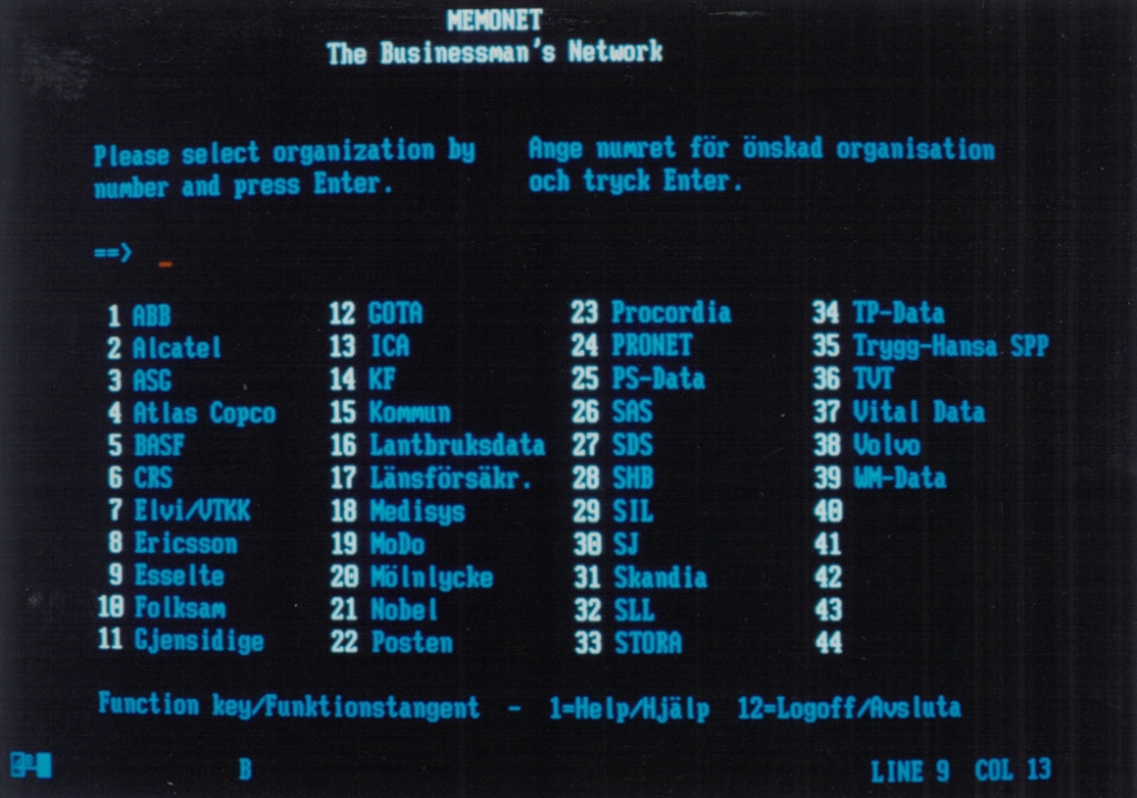 Screenshot von der Memonet-Benutzeroberfläche. (Screenshots waren damals abfotografierte Monitorihalte.)